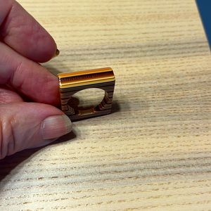 Retro orange, brown and white Bakelite ring